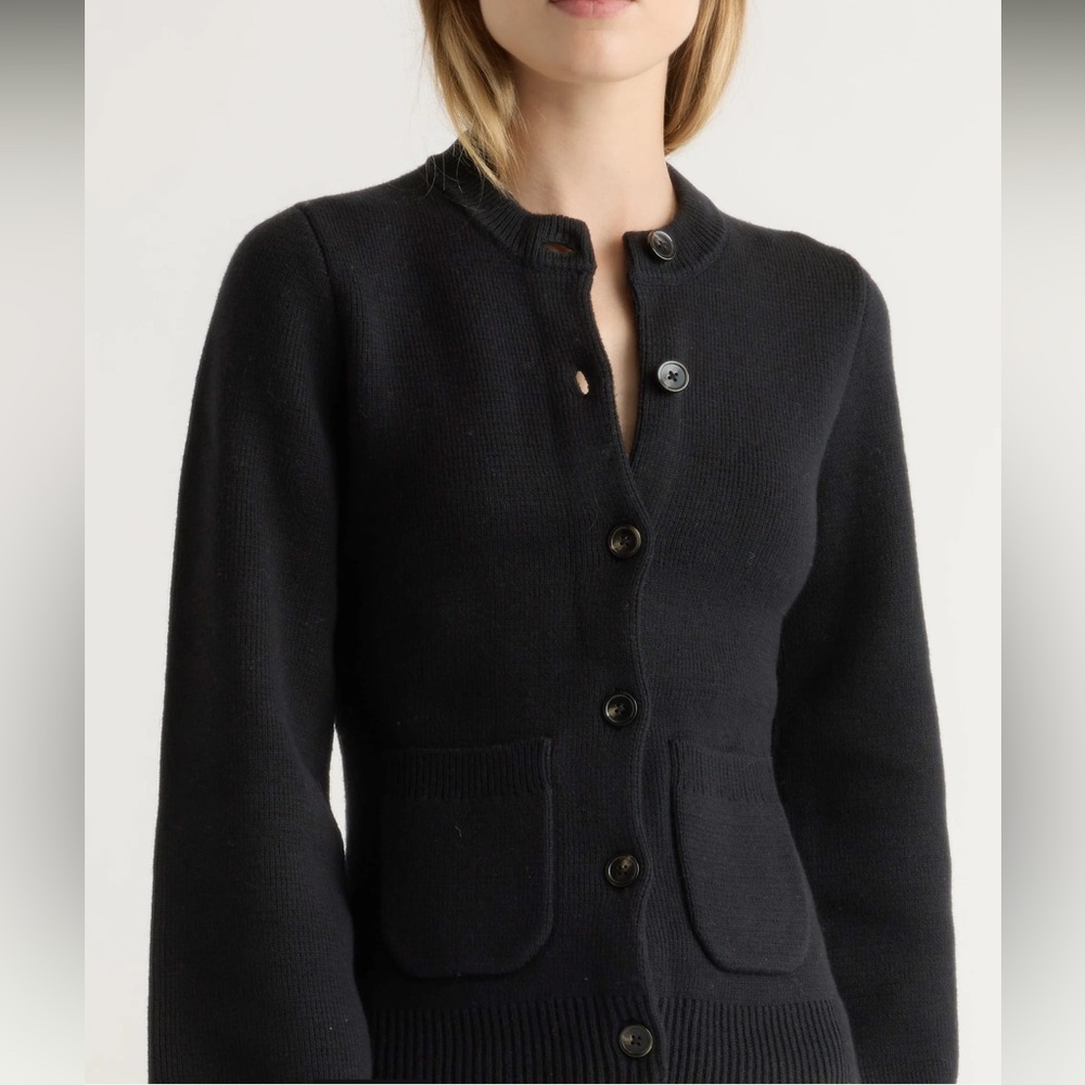 Modern Citizen Eames Organic Cotton-Wool Black Minimalist Cardigan Sweater M - Picture 3 of 14